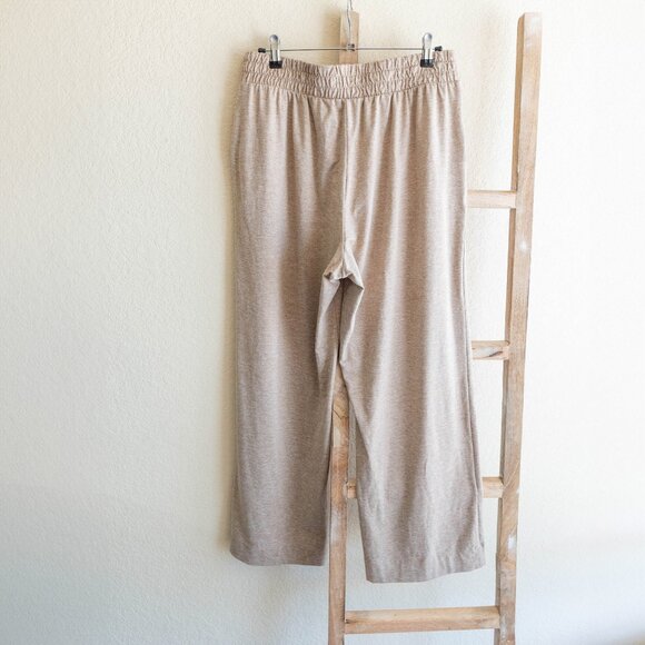 Gap Fit Pants Women SzL Heathered Tan Brush Tech Jersey Straight Leg Normcore - Picture 7 of 8